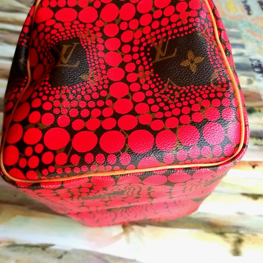 LOUIS VUITTON Speedy 30 Yayoi Kusama 2012 LTD ED Pumpkin Infinity Red Purs Bag - Picture 15 of 16
